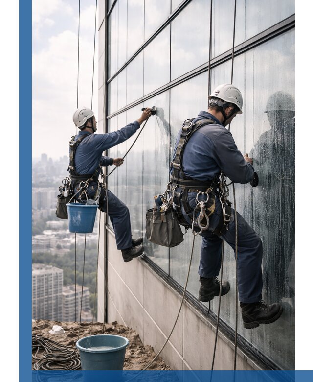 Профессиональная мойка фасадных окон альпинистами в Мончегорске