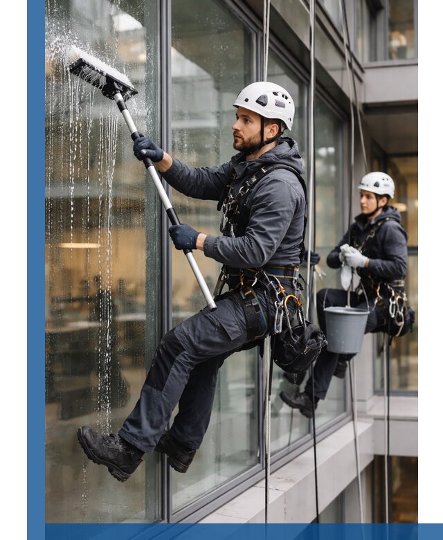 Профессиональная мойка витражей промышленными альпинистами в Мончегорске