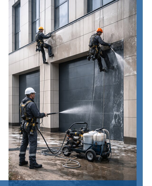 Послестроительная мойка фасада в Мончегорске от 303 р. | ВЫСОТНИК-Мнч