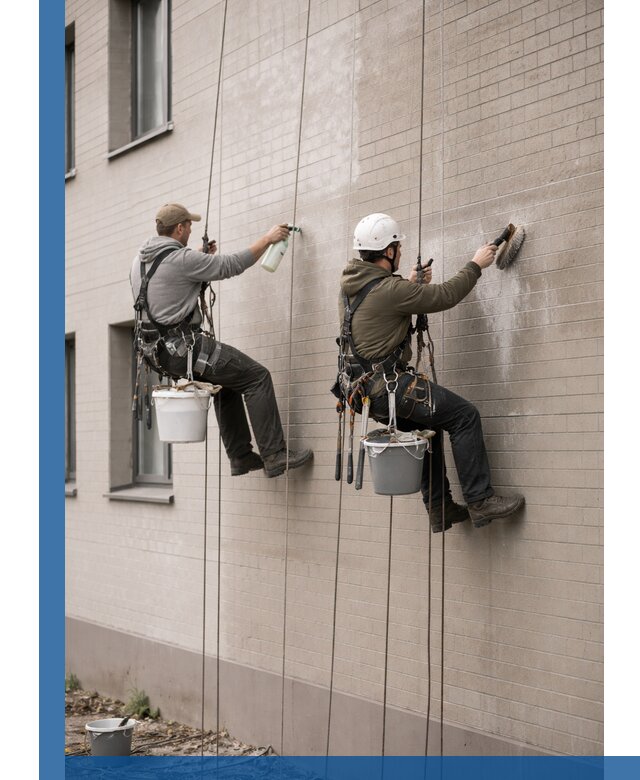 Удаление высолов с фасада зданий в Мончегорске без повреждений и следов