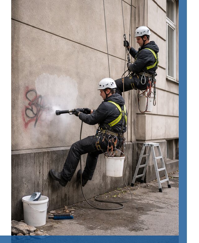 Удаление граффити с фасада в Мончегорске от 4545 р. | ВЫСОТНИК-Мнч