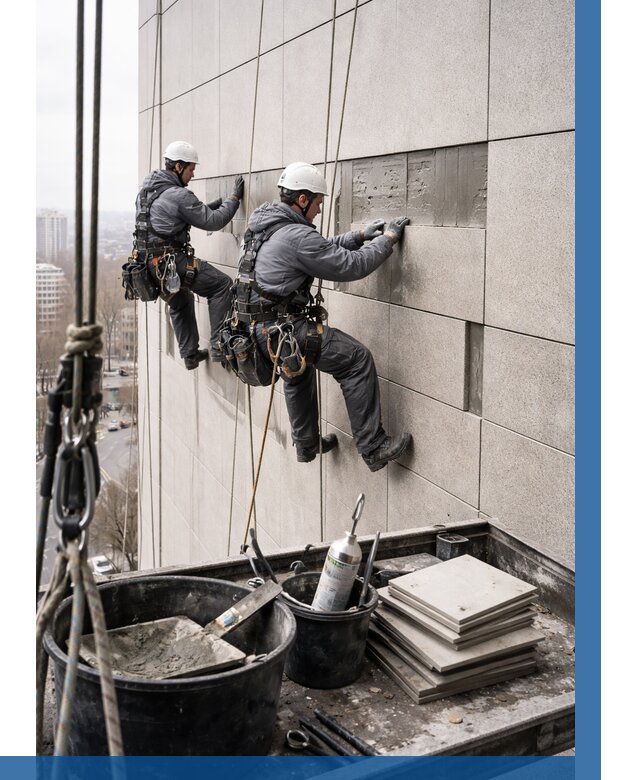 Ремонт фасада из керамогранита в Мончегорске от 2525 р. | ВЫСОТНИК-Мнч