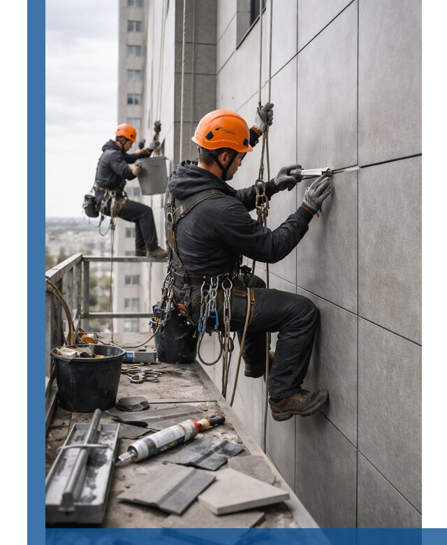 Профессиональный ремонт фасада из керамогранита в Мончегорске