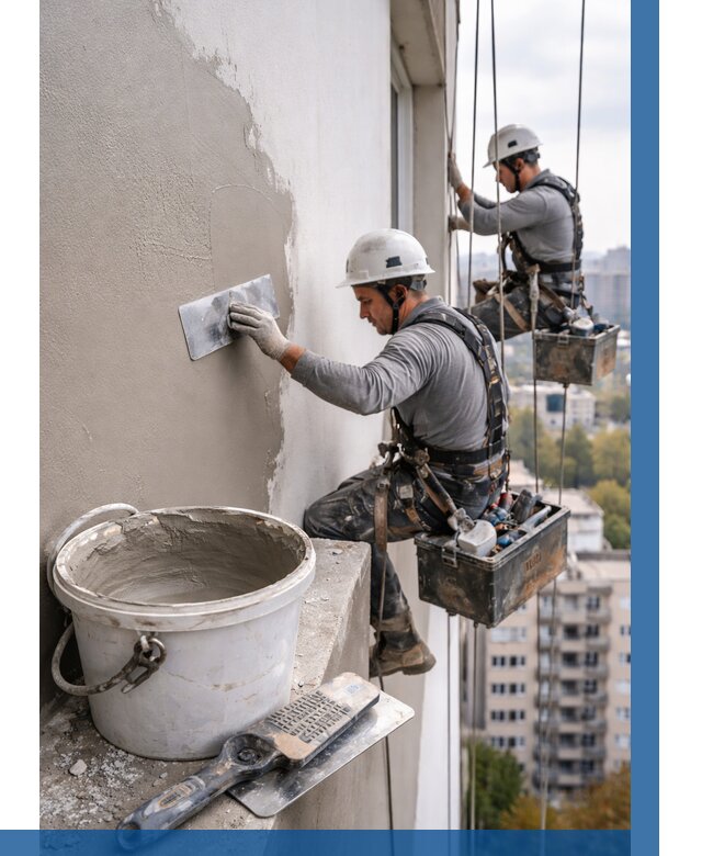 Шпаклевка фасада на высоте в Мончегорске от 707 р. | ВЫСОТНИК-Мнч