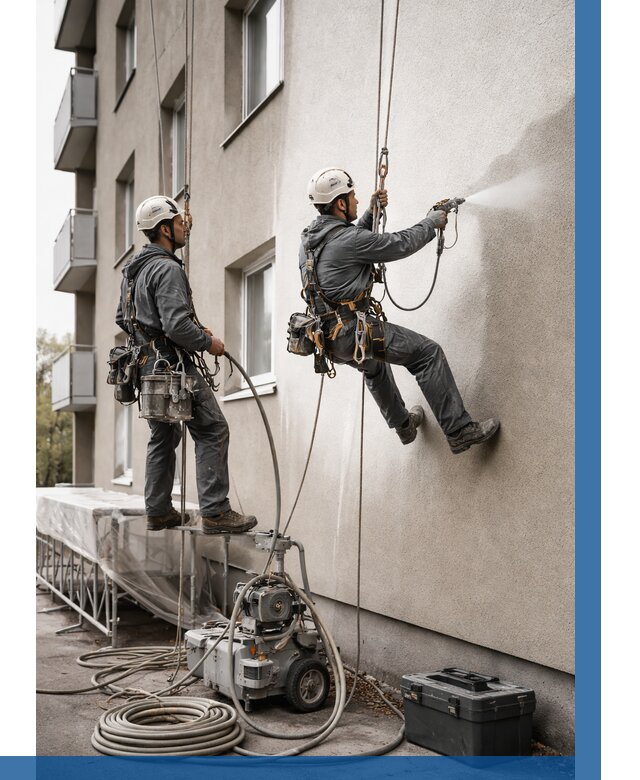 Безвоздушная покраска фасада в Мончегорске от 222 р/м² | ВЫСОТНИК-Мнч