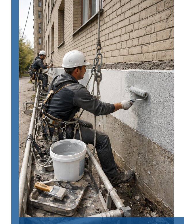 Окраска цоколя здания в Мончегорске профессионально и надежно