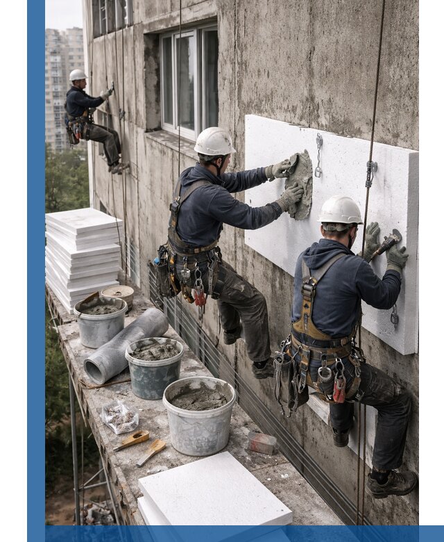 Утепление фасада пенополистиролом в Мончегорске под ключ