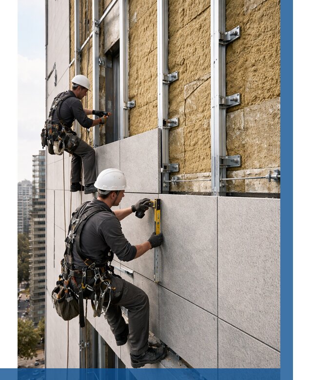 Монтаж вентилируемого фасада в Мончегорске от 3535 р. | ВЫСОТНИК-Мнч