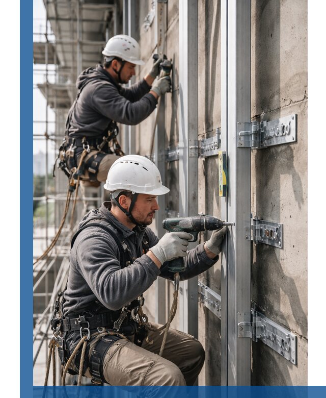 Монтаж и крепление подсистемы вентфасада в Мончегорске