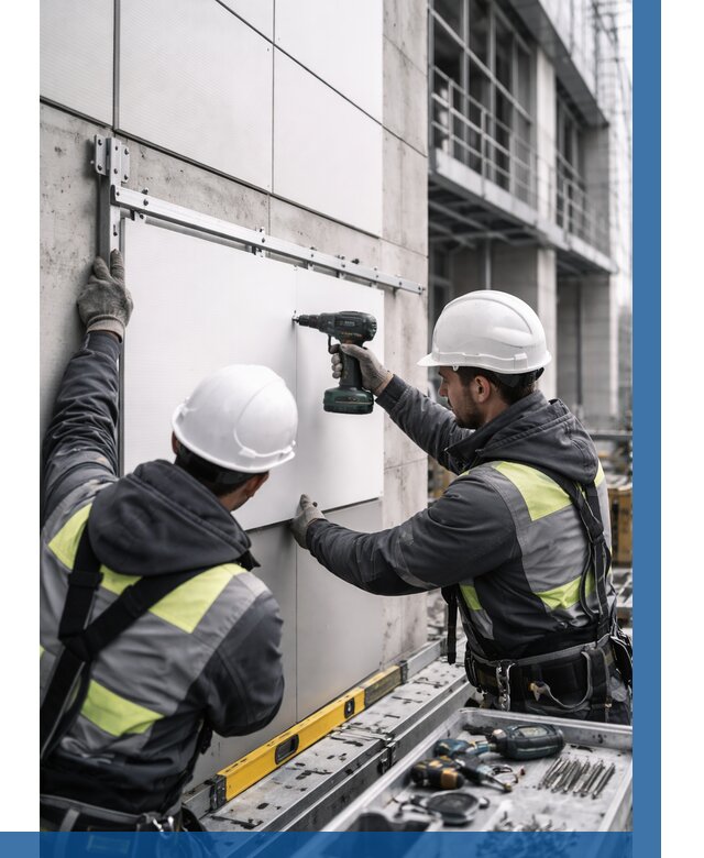 Монтаж композитных панелей фасада в Мончегорске от 2525 р. | ВЫСОТНИК-Мнч