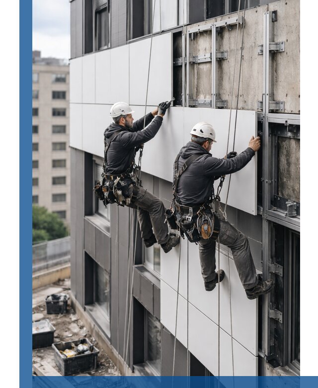 Монтаж композитных панелей фасада в Мончегорске под ключ