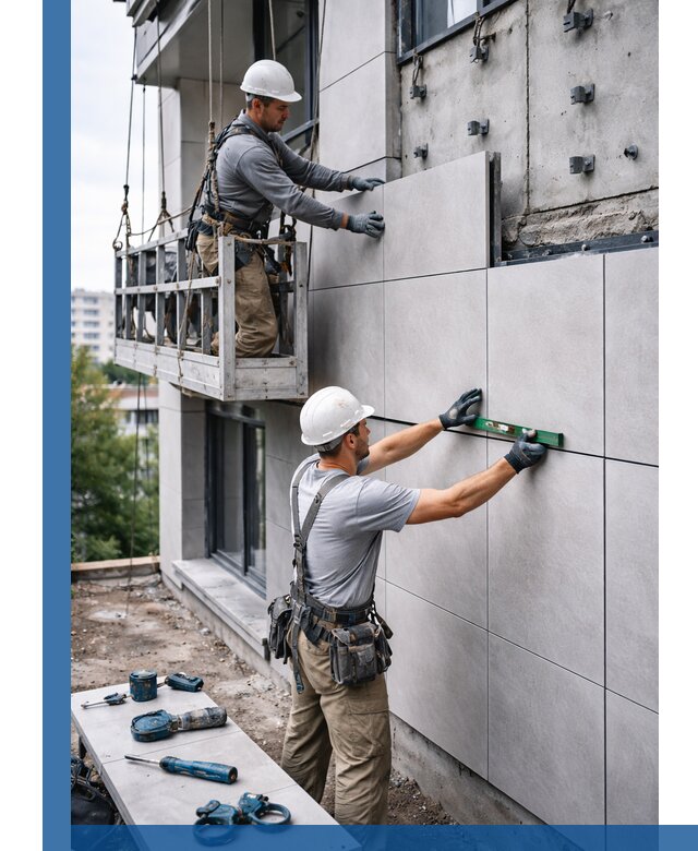 Монтаж керамогранита на фасад в Мончегорске под ключ с гарантией качества