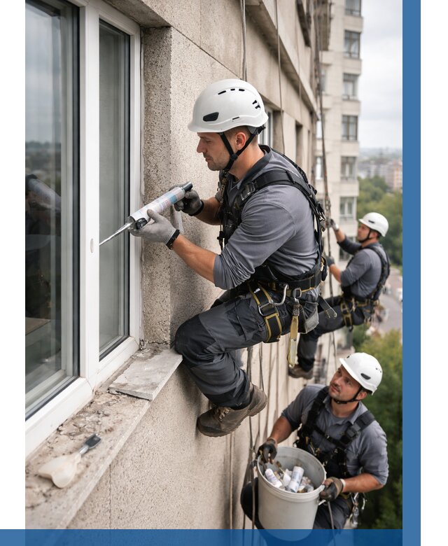 Герметизация оконных швов снаружи в Мончегорске от 1515 р. | ВЫСОТНИК-Мнч