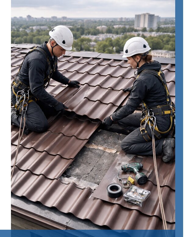 Ремонт металлочерепицы на крыше в Мончегорске от 909 р. | ВЫСОТНИК-Мнч