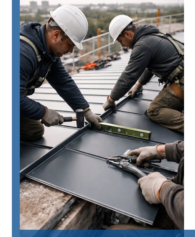 Монтаж фальцевой кровли в Мончегорске для промышленных зданий