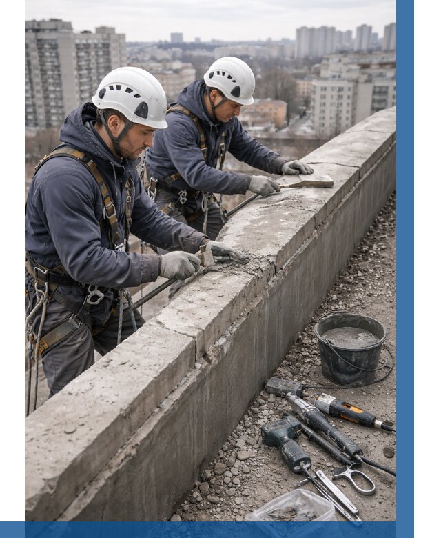 Ремонт парапета на кровле в Мончегорске от 1515 р. | ВЫСОТНИК-Мнч