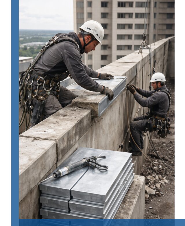 Замена парапетных крышек и установка новых в Мончегорске