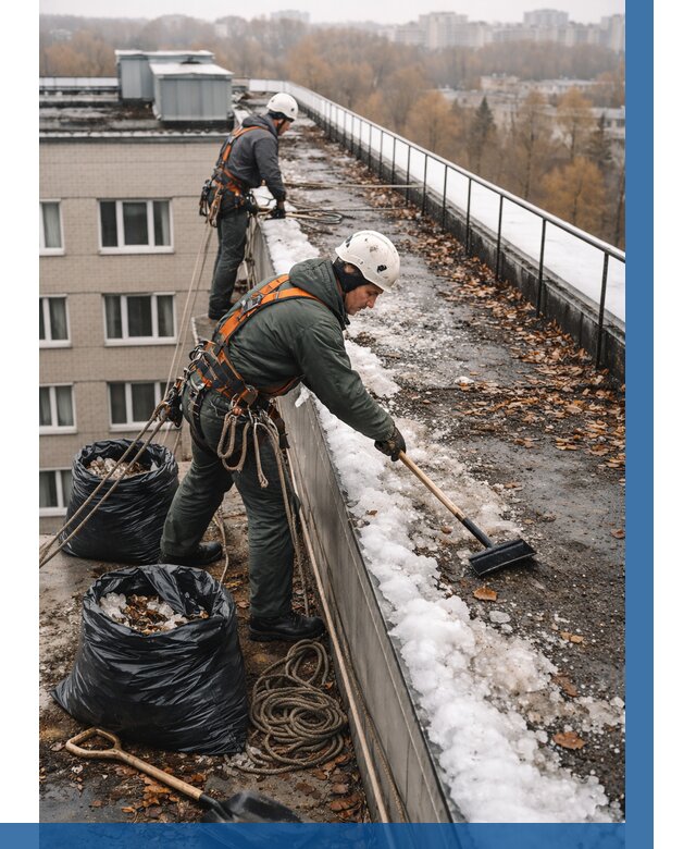 Очистка кровли по периметру в Мончегорске от 556 р. | ВЫСОТНИК-Мнч