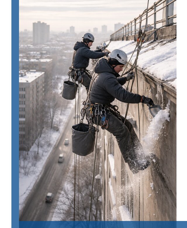 Очистка карнизов от снега в Мончегорске профессионально и безопасно