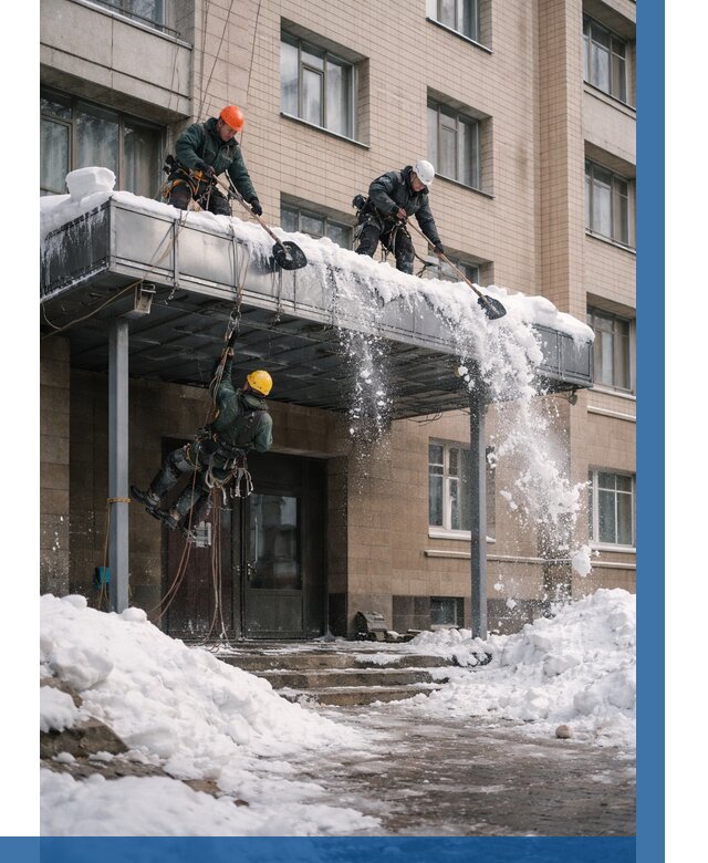 Очистка козырьков от снега в Мончегорске от 3535 р. | ВЫСОТНИК-Мнч