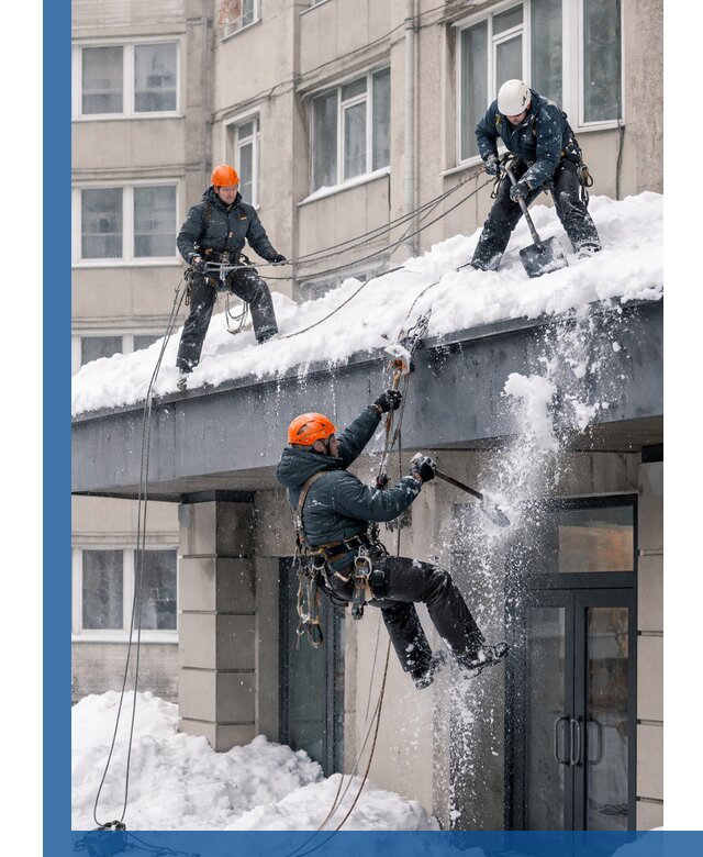 Безопасная очистка навесов от снега в Мончегорске круглогодично