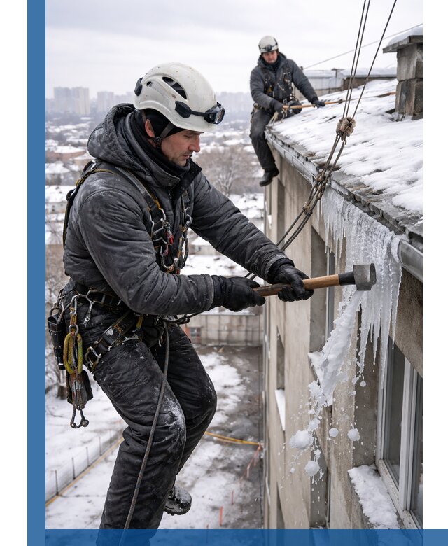 Сбивание и удаление сосулек с крыши в Мончегорске безопасно
