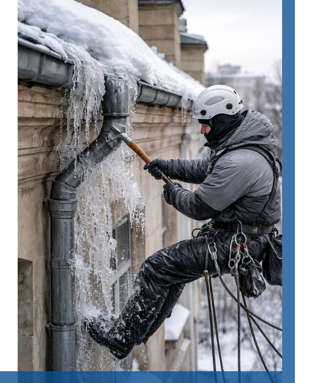 Очистка водостоков от льда в Мончегорске от 3535 р. | ВЫСОТНИК-Мнч