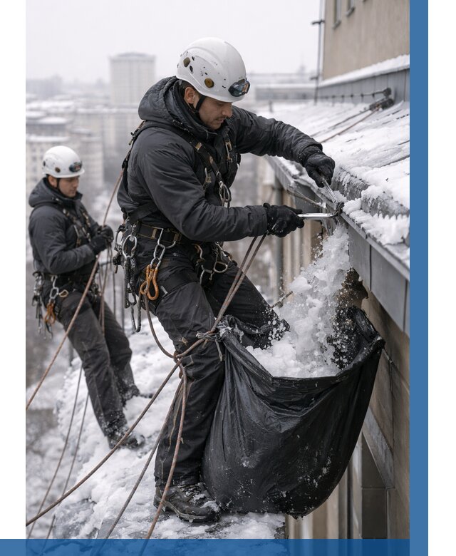 Аварийная очистка крыши в Мончегорске под ключ от 303 р. | ВЫСОТНИК-Мнч