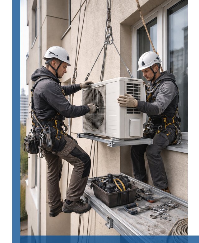 Перенос внешнего блока кондиционера в Мончегорске с монтажом и крепежом