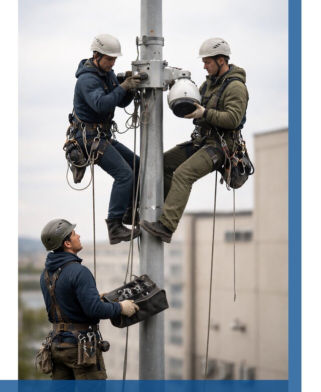 Установка видеокамер на мачте в Мончегорске от 8585 р. | ВЫСОТНИК-Мнч