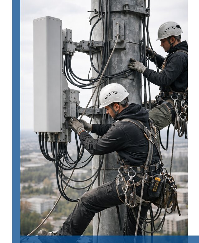 Монтаж оборудования связи на мачте в Мончегорске с пусконаладкой