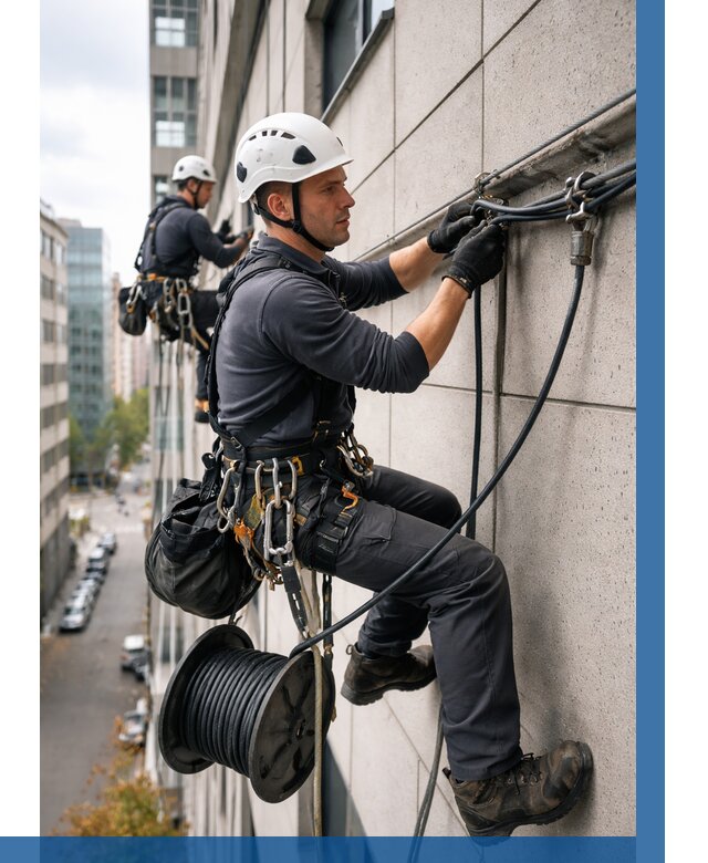 Прокладка кабеля по фасаду в Мончегорске от 354 р. | ВЫСОТНИК-Мнч