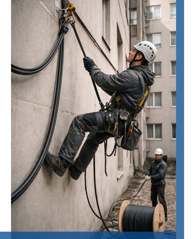 Протяжка кабеля питания на высоте в Мончегорске от 455 р. | ВЫСОТНИК-Мнч