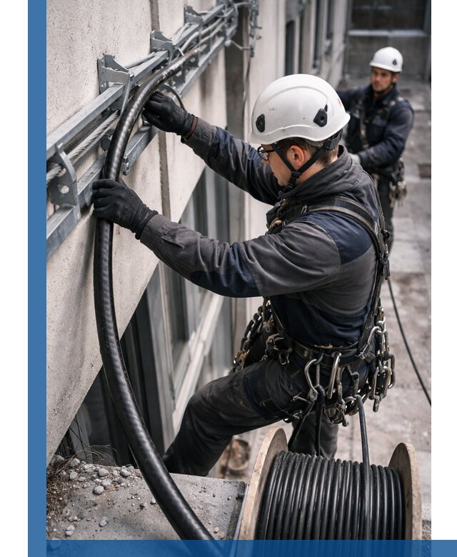 Протяжка кабеля питания на высоте в Мончегорске с гарантией безопасности и качества