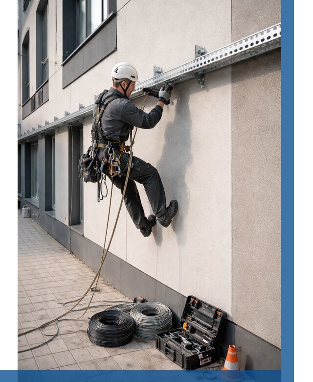 Монтаж кабельных лотков на фасаде в Мончегорске от 1212 р. | ВЫСОТНИК-Мнч