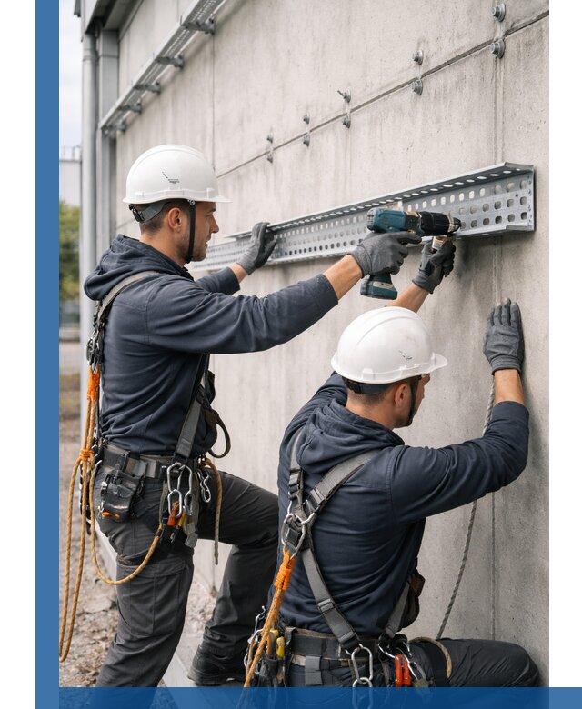 Монтаж кабельных лотков на фасаде зданий в Мончегорске с гарантией