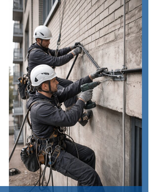 Крепление кабеля на фасаде в Мончегорске от 354 р. | ВЫСОТНИК-Мнч