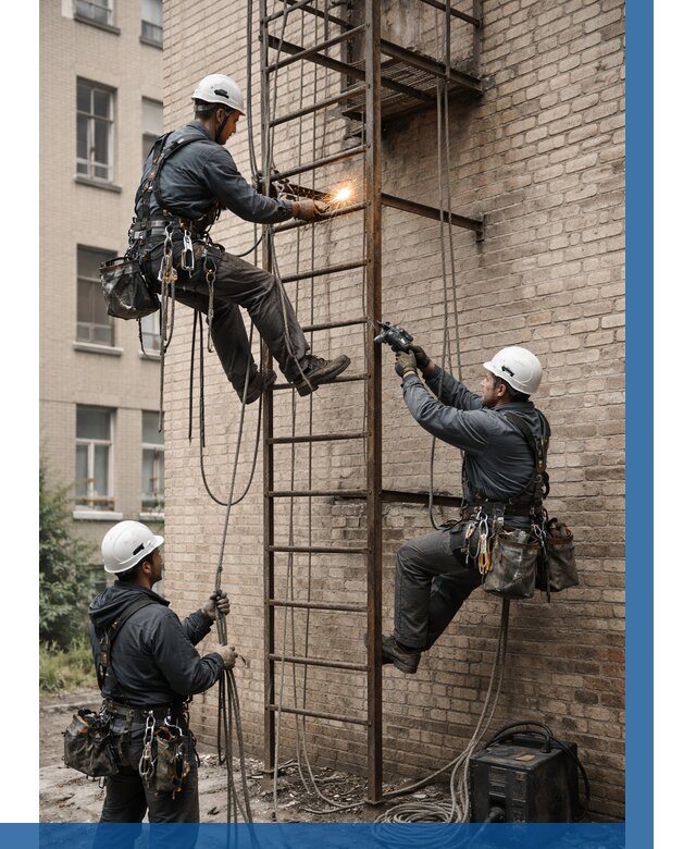 Ремонт пожарной лестницы в Мончегорске от 7575 р. | ВЫСОТНИК-Мнч