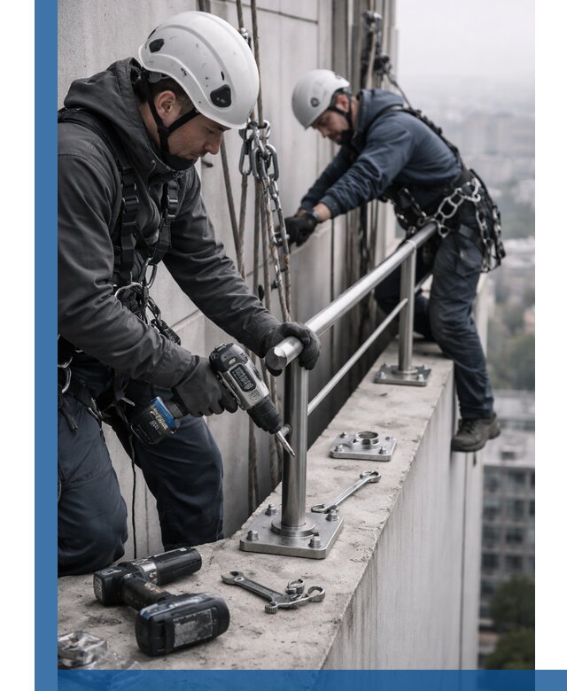 Монтаж перил на высоте в Мончегорске для жилых и промобъектов