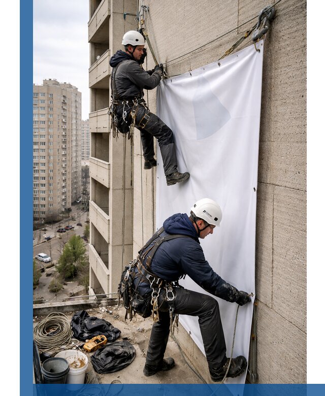 Профессиональный монтаж баннеров на фасаде в Мончегорске