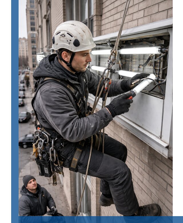 Профессиональная замена ламп в наружной вывеске в Мончегорске