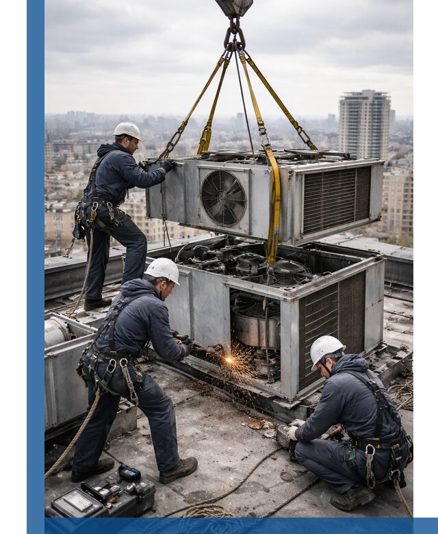 Демонтаж крышной установки в Мончегорске любой сложности