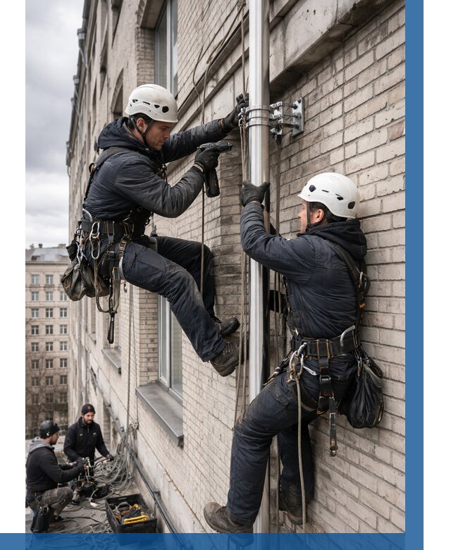 Монтаж флагштока на здании в Мончегорске от 6565 р. | ВЫСОТНИК-Мнч