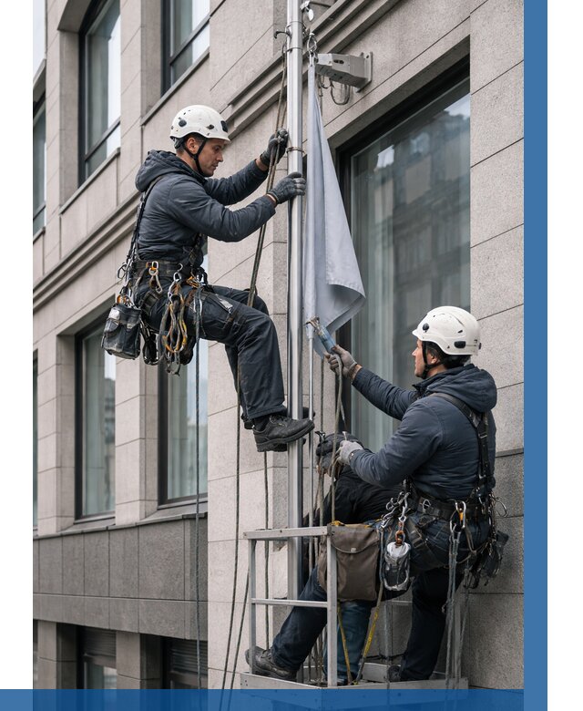 Установка флагов на фасаде в Мончегорске от 4545 р. | ВЫСОТНИК-Мнч