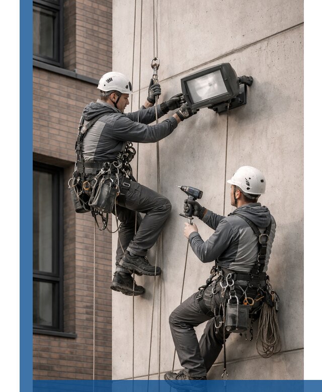 Профессиональный монтаж фасадных прожекторов в Мончегорске под ключ