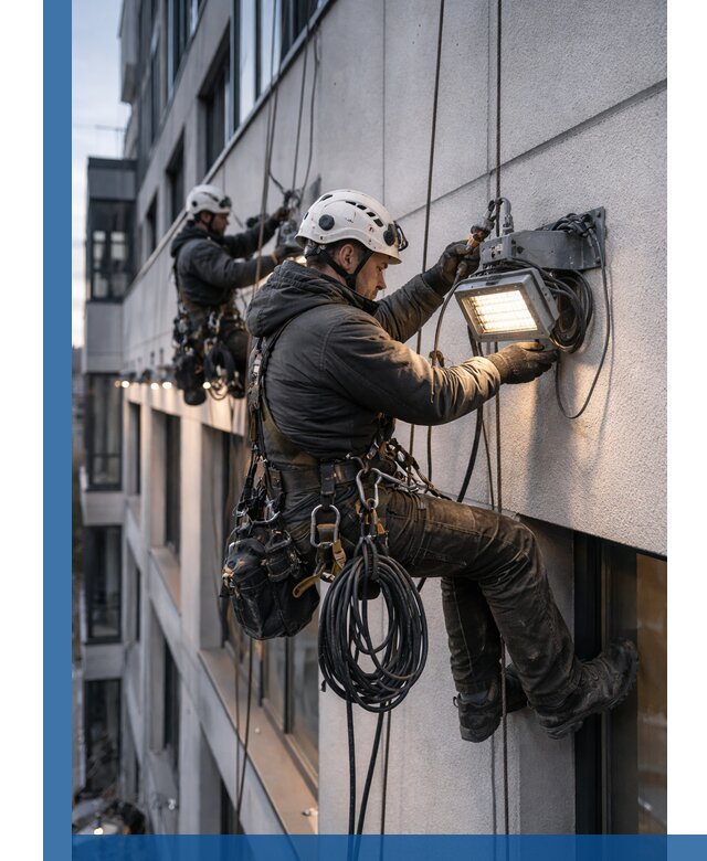 Монтаж фасадного освещения в Мончегорске установка и подключение