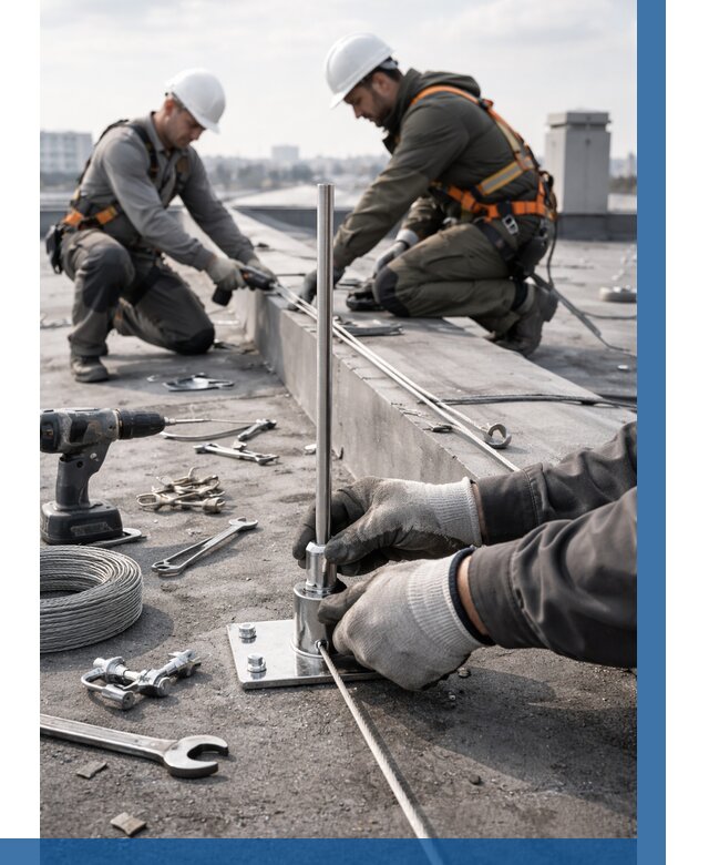 Монтаж молниезащиты на кровле в Мончегорске цена от 25250 р. | ВЫСОТНИК-Мнч