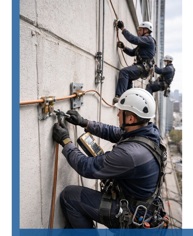 Монтаж системы заземления здания и молниезащиты в Мончегорске