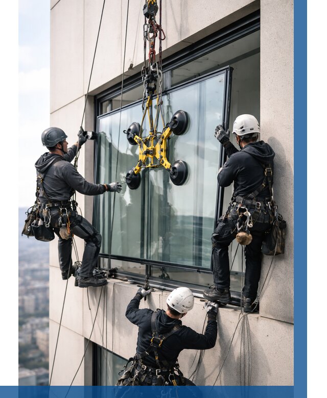 Монтаж стеклопакетов на высоте в Мончегорске от 3232 р. | ВЫСОТНИК-Мнч