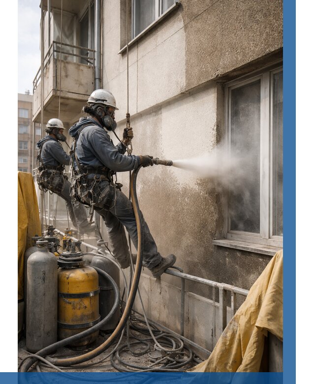 Пескоструйная очистка фасада в Мончегорске от 657 р. | ВЫСОТНИК-Мнч